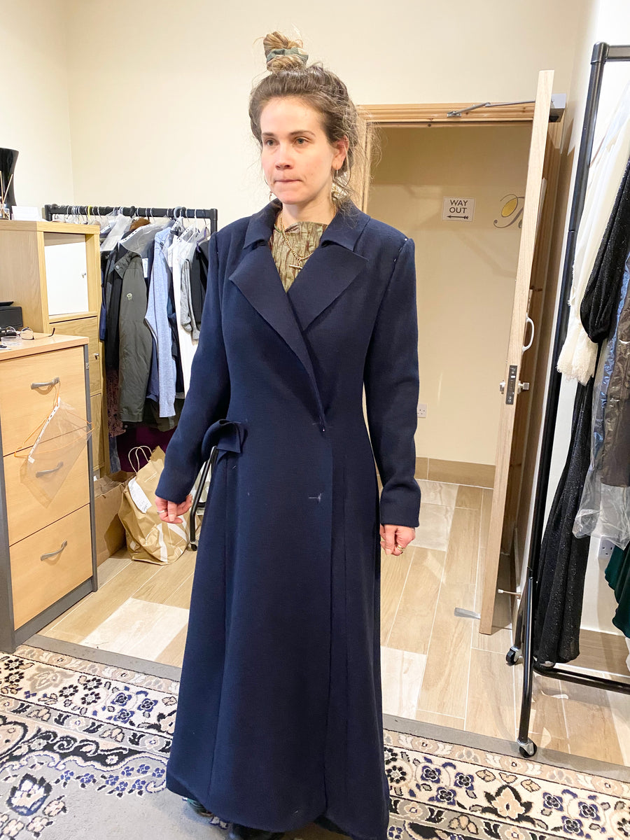 Long blue sale coat