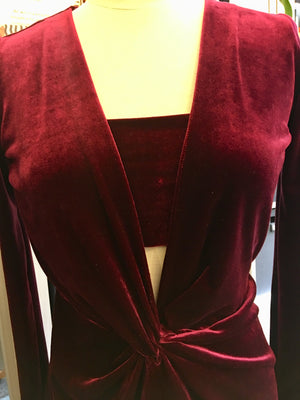 burgundy velvet dress