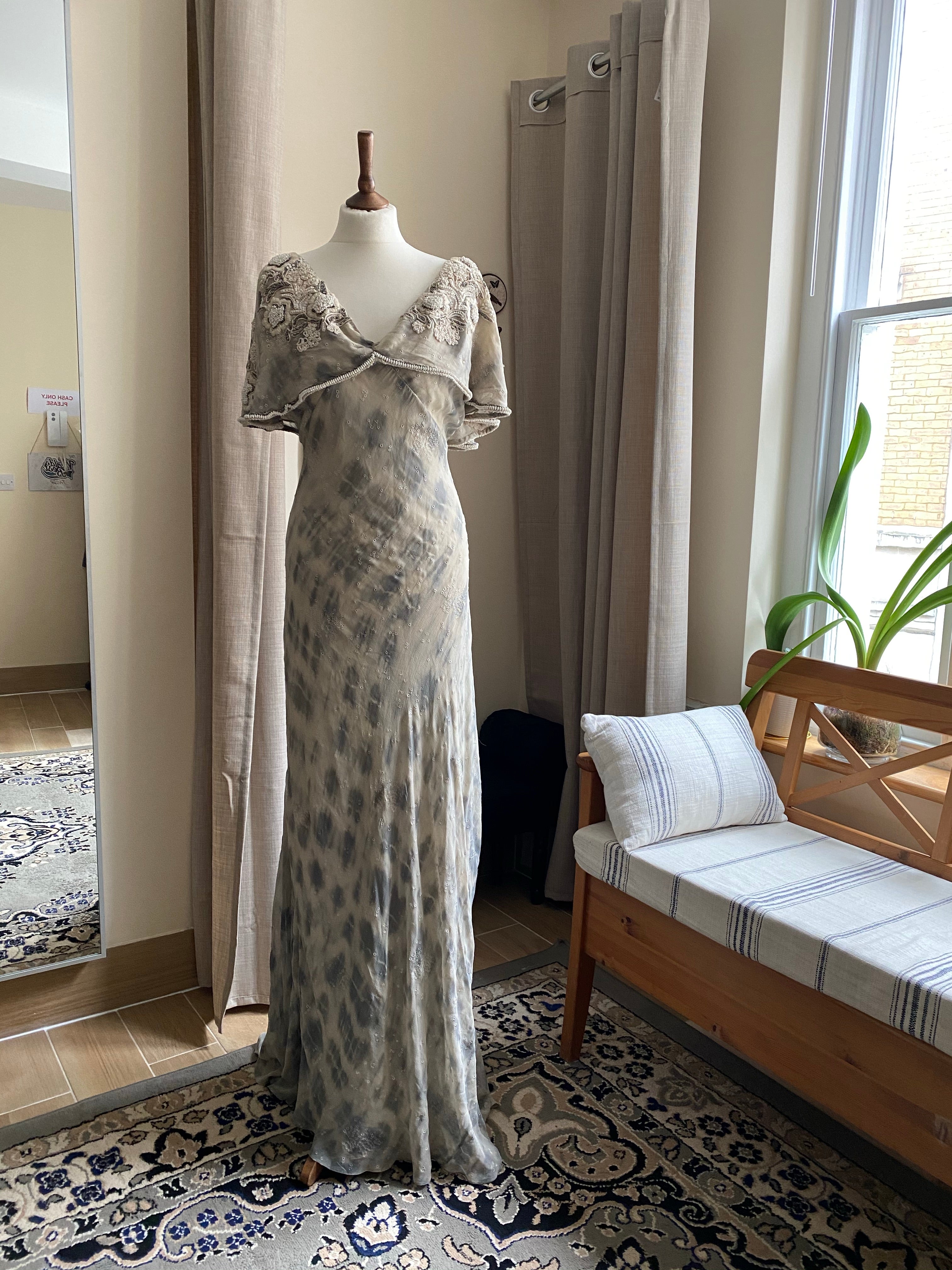 Vintage silk embroidered dress